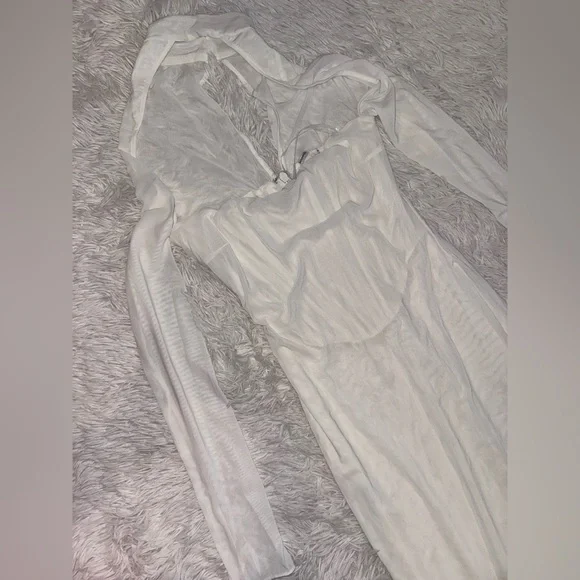 NWOT House of CB Milarose White Mesh Cut Out Corset Midi Dress sz M - Picture 9 of 13